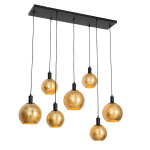 QAZQA Design hanglamp goud met zwart 7-lichts - Bert