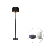 QAZQA Smart vloerlamp met velours kap 35 cm incl. Wifi A60 - Parte - Zwart