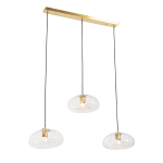 QAZQA Hanglamp met glas langwerpig 3-lichts - Ayesha - Goud