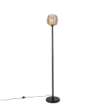 QAZQA Design vloerlamp zwart met 20 cm - Sarella - Goud