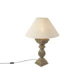 QAZQA Landelijke tafellamp met linnen kap 50 cm - Hyssop - Beige