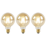 Set van 3 E27 dim to warm LED lamp goldline G95 8W 2000-2600K - Goud