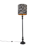 QAZQA Vloerlamp zwart met kap zebra dessin 40 cm - Classico
