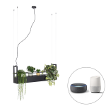 QAZQA Smart hanglamp met rek incl. 4 Wifi GU10 - Cage Rack - Zwart