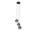 QAZQA Smart hanglamp zwart met smoke glas incl. 3 Wifi A60 - Wallace - Grijs
