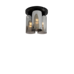 QAZQA Art Deco plafondlamp zwart met smoke glas 3-lichts - Laura - Grijs