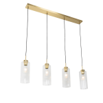 QAZQA Art Deco hanglamp met glas 4-lichts - Laura - Goud