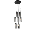 QAZQA Art Deco hanglamp zwart met smoke glas 7-lichts - Laura - Grijs