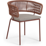 Kave Home - Nadin stoel met terracotta touw en gegalvaniseerd staal - Rood