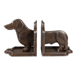 Clayre & Eef Boekensteunen Set van 2 Hond Teckel 23x8x13 cm - Bruin