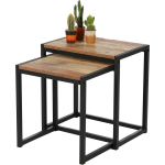 Urban Living Bijzettafels 2x metaal - H45 en H40 cm - Zwart