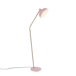 QAZQA Retro vloerlamp met brons - Milou - Roze