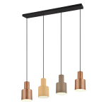 Trio Leuchten Hanglamp bruin met taupe en beige 4-lichts - Ans