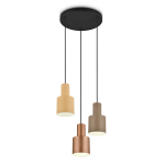 Trio Leuchten Hanglamp brons met taupe en beige 3-lichts - Ans