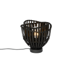 QAZQA Oosterse tafellamp bamboe - Pua - Zwart