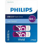 Philips FM64FD05D - USB 2.0 64GB - Vivid 2 stuks - Púrpura
