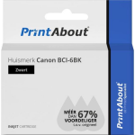 PrintAbout Huismerk Canon BCI-6BK Inktcartridge - Zwart