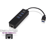 Ewent 3 Poorts Usb-A 3.0 Hub Met Gigabit Ethernet - Negro