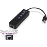 Ewent 3 Poorts Usb-A 3.0 Hub Met Gigabit Ethernet - Zwart