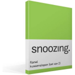Snoozing Flanel Kussenslopen (Set Van 2) - 100% Geruwde Flanel-katoen - 60x70 Cm - Standaardmaat - Lime - Groen