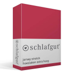 Schlafgut Jersey Stretch Hoeslaken Extra Hoog - 95% Gebreide Katoen - 5% Elastan - 1-persoons (90/100x190/220 Cm) - - Rood