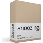 Snoozing - Flanel - Hoeslaken - Extra Hoog - 80/90 X200 - Camel - Geel