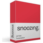 Snoozing Jersey Hoeslaken - 100% Gebreide Jersey Katoen - 1-persoons (90x210/220 Cm) - - Rood