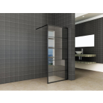 Saqu Industrial Black Douchewand met Nano Glas 110x200 cm Mat - Zwart