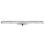 Easy drain Compact 50 douchegoot RVS met enkele plaat RVS standaard RVS flens waterslot 50mm 100cm inbouw diepte 83mm met zijuitloop edcompr100050