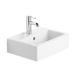 Duravit Vero fontein onderzijde geslepen 45x35cm met kraangat en overloop Wondergliss 07044500271 - Wit