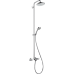 Hansgrohe Croma 220 Showerpipe: met badkraan thermostatisch met omstel en koppelingen met 100 Vario handdouche met Croma 22cm O hoofddouch chroom 27223000