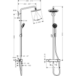 Hansgrohe Croma 220 Showerpipe met thermostaatkraan Ecosmart chroom 27188000