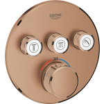 Grohe Grohtherm SmartControl inbouwkraan thermostatisch met omstel voor 3 functies rond warm sunset geborsteld 29121DL0