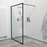 Saniclass Bellini inloopdouche 120x200cm helder veiligheidsglas mat zwarte lijst rondom met anti kalk Mirrors-120