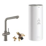 Grohe Red 1-gats keukenkraan duo m. l-uitloop m. L-size boiler brushed hard graphite 30324AL1