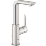 Grohe Lineare New wastafelkraan L-size met waste met draaibare gegoten uitloop supersteel 23296dc1