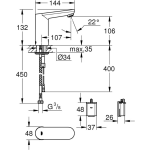 Grohe Eurosmart Cosmopolitan E elektronische wastafelkraan M-size met infrarood zonder menging met batterij 6V chroom 36439000