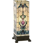 Clayre & Eef Lumilamp Tafellamp Tiffany 18*18*45 Cm E27/max 1*40w Meerkleurig Glas / Polyresin 5ll-9220 - Beige