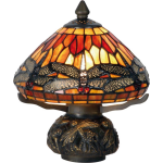 Clayre & Eef Lumilamp Tafellamp Tiffany Ø 22*21 Cm E14/max 1*40w Meerkleurig Glas / Polyresin Libelle 5ll-9295 - Bruin