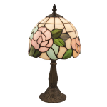 Clayre & Eef Lumilamp Tafellamp Tiffany Ø 20*36 Cm E14/max 1*40w Meerkleurig Glas / Polyresin Roos 5ll-5943 - Beige
