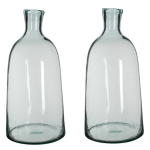 Mica Decorations 2x Fles Vazen Florine 26 X 58 Cm Transparant Gerecycled Glas - Home Deco Vazen - Woonaccessoires