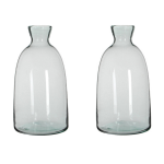 Mica Decorations 2x Fles Vazen Florine 22 X 44 Cm Transparant Gerecycled Glas - Home Deco Vazen - Woonaccessoires