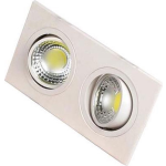 BES LED Led Spot - Inbouwspot Dubbel - Rechthoek 10w - Helder/koud 6400k - Mat Aluminium - Kantelbaar 175x93mm - Wit