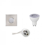 BES LED Led Spot Set - Gu10 Fitting - Waterdicht Ip65 - Dimbaar - Inbouw Vierkant - Mat Chroom - 6w - Helder/koud 6400k - - Wit