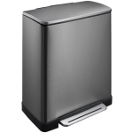 Eko Pedaalemmer E-cube Afvalscheider 28+18 Liter Rvs Black Steel - Silver