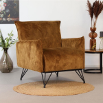 Bronx71 Moderne Fauteuil Mika Luxury Cognac/ Velvet - Bruin