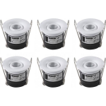 BES LED Led Veranda Spot Verlichting 6 Pack - Inbouw Rond 1w - Natuurlijk 4200k - Mat Aluminium - Ø41mm - Wit