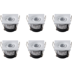 BES LED Led Veranda Spot Verlichting 6 Pack - Inbouw Vierkant 1w - Natuurlijk 4200k - Mat Aluminium - 40mm - Wit