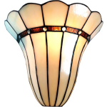 Clayre & Eef Wandlamp Tiffany 28*18*33 Cm E27/max 1*60w Creme Ijzer / Glas Art Deco Lumilamp 5ll-6015 - Beige
