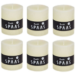 Spaas 6x Ivoor Rustieke Cilinderkaarsen/stompkaarsen 7 X 8 Cm 30 Branduren - Geurloze Kaarsen - Woondecoraties - Wit